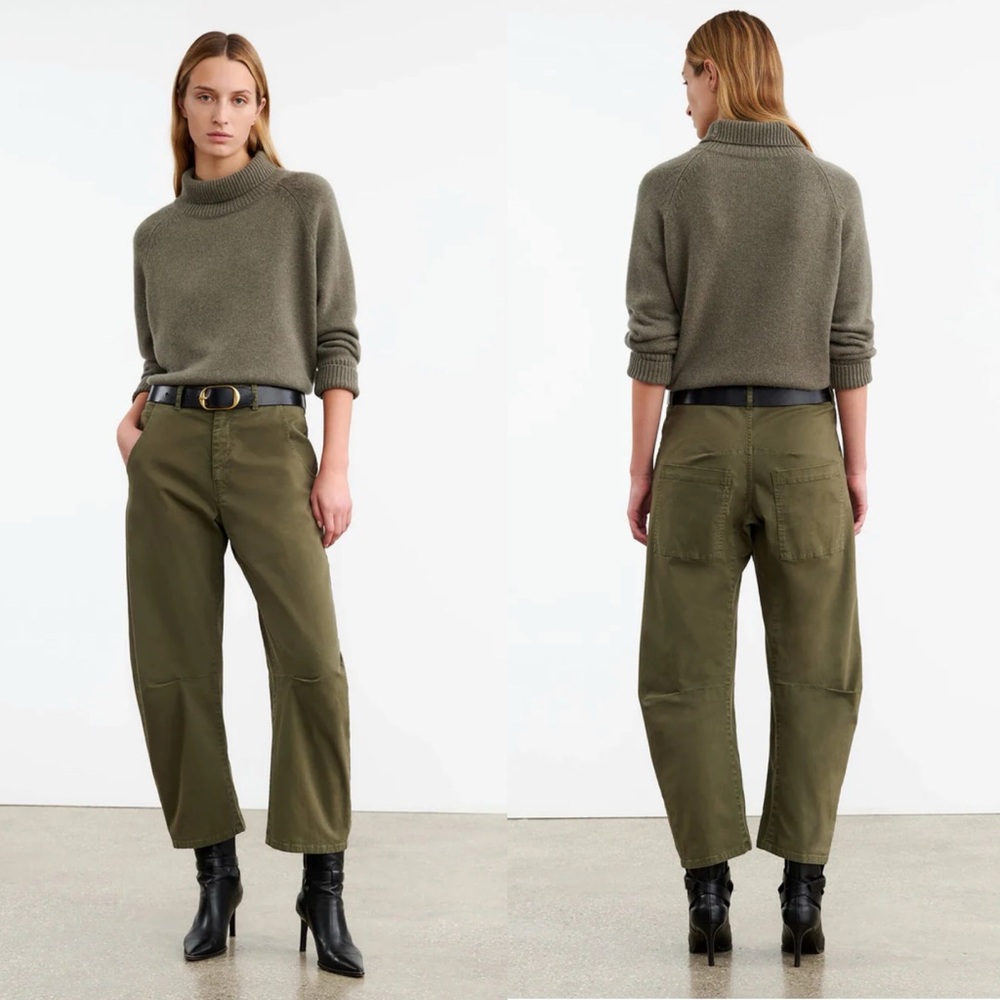 Nili Lotan Emerson Pant in Loden Green Sz 8 Barrel Bow Leg